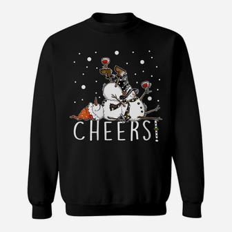 Womens Cheers Snowman And Wine Christmas Funny Sweatshirt | Crazezy DE