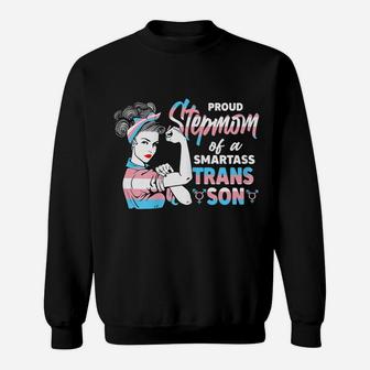 Womens Cool Proud Unbreakable Trans Step Mom Pride Lgbt Awareness Sweatshirt | Crazezy