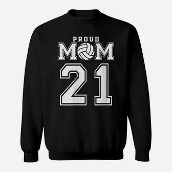 Womens Custom Proud Volleyball Mom Number 21 Personalized Women Sweatshirt | Crazezy