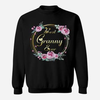 Womens Cute Best Granny Ever Costume Mothers Day Gift Floral Sweatshirt | Crazezy UK