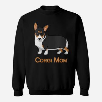 Womens Cute Black Tricolor Pembroke Welsh Corgi Mom Dog Lover Sweatshirt | Crazezy AU