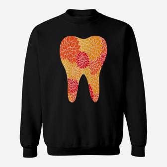 Womens Dentist Molar Tooth Flower Graphic Cute Dental Hygienist Sweatshirt | Crazezy AU