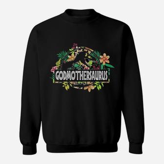 Womens Dinosaur Mom Mothers Day Godmothersaurus T Rex Flower Gift Sweatshirt | Crazezy UK
