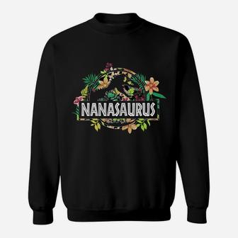 Womens Dinosaur Mom Mothers Day Nanasaurus T Rex Flower Gift Sweatshirt | Crazezy DE