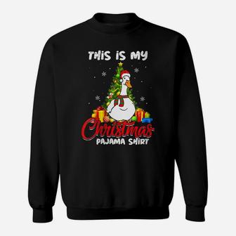 Womens Duck Christmas Pajama Funny Santa Hat Scarf Animal Lover Sweatshirt | Crazezy