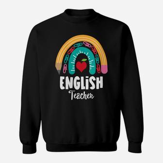 Womens English Teacher, Funny Boho Rainbow For Teachers Sweatshirt | Crazezy