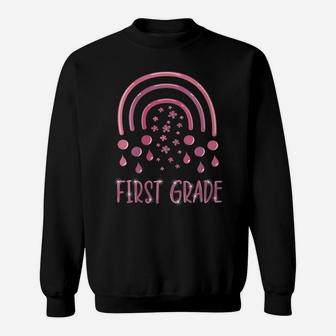 Womens First Grade Rainbow 1St Grade Rocks Team Hello Squad Teacher Sweatshirt | Crazezy CA