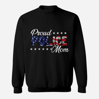 Womens Flag Proud Police Mom Sweatshirt | Crazezy