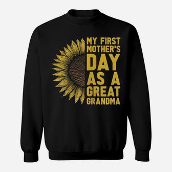 Womens Flower And My First Mother's Day As Great Grandma Sweatshirt | Crazezy UK