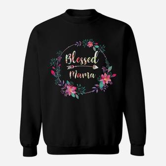Womens Flower Floral Blessed Mama Gifts Mothers Day Sweatshirt | Crazezy