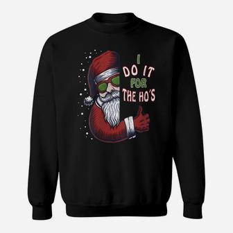 Womens Funny Christmas Dog Santa Hat I Do It For The Hos Gifts Idea Sweatshirt | Crazezy AU