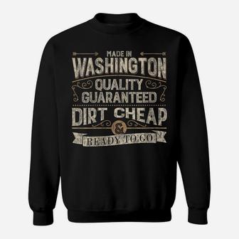 Womens Funny Made In Washington Retro Vintage Style Home State Sweatshirt | Crazezy