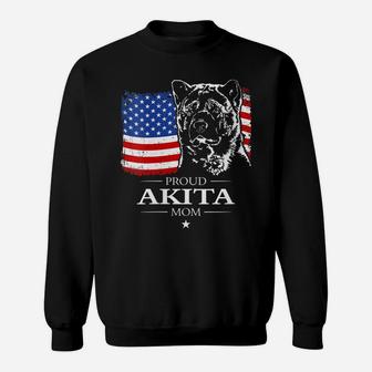 Womens Funny Proud Akita Mom American Flag Patriotic Dog Gift Sweatshirt | Crazezy AU