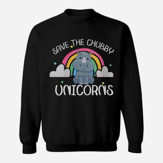 Womens Funny Rhino Animal Rights Vintage Save The Chubby Unicorns Sweatshirt | Crazezy DE
