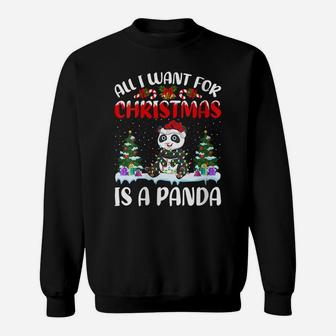 Womens Funny Santa Hat All I Want For Christmas Is A Panda Sweatshirt | Crazezy AU