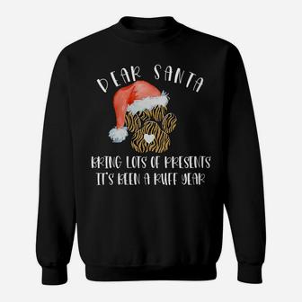 Womens Funny Santa Hat Dog Cat Paw Print Tshirt Christmas Clothes Sweatshirt | Crazezy