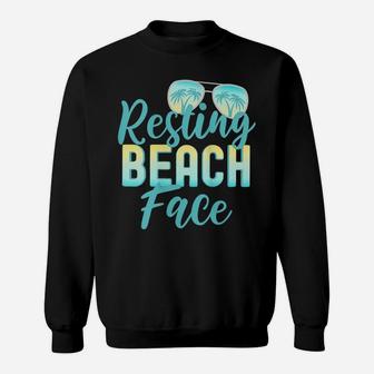 Womens Girls Trip Girls Weekend Friends Funny Resting Beach Face Sweatshirt | Crazezy