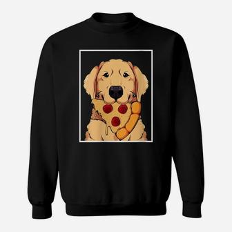 Womens Golden Retriever Dog Eating Pizza Labrador Mom Dad Fast Food Sweatshirt | Crazezy CA