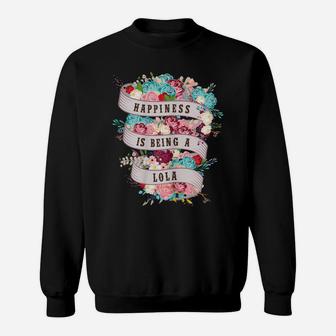Womens Happiness Is Being Lola Life Filipino Grandma Flower T Shirt Sweatshirt | Crazezy