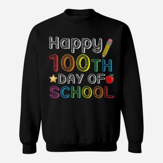 Womens Happy 100Th Day Of School - Colorful 100 Days Gift Sweatshirt | Crazezy
