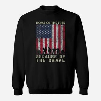 Womens Home Of The Free Because Of The Brave American Flag Sweatshirt | Crazezy