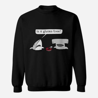 Womens Is It Gluten Free Two Sharks Graphic Sweatshirt | Crazezy