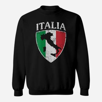 Womens Italia Crest Map Italy Italian Flag Retro Distressed Sweatshirt | Crazezy UK