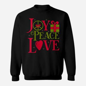 Womens Joy, Peace, Love Christmas Design Sweatshirt | Crazezy DE