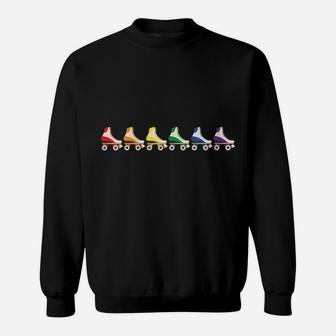 Womens Lgbt Flag Rainbow Skates Gay Retro Roller Skating Sweatshirt | Crazezy
