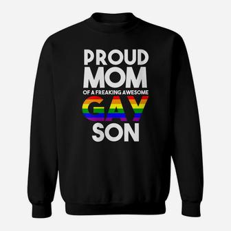 Womens Lgbtq Proud Mom Of A Gay Son Lgbtq Ally Gifts Free Mom Hugs Sweatshirt | Crazezy UK