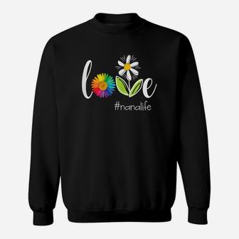 Womens Love Nana Life - Flower Sweatshirt | Crazezy CA