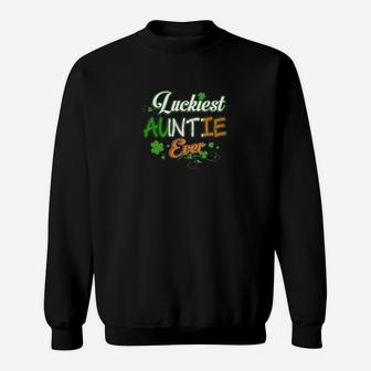 Womens Luckiest Auntie Ever Irish Flag St Patrick Day Gift Sweatshirt - Thegiftio UK