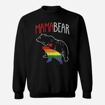 Womens Mama Bear Lgbt-Q Cute Rainbow Mothers Day Gay Pride Mom Gift Sweatshirt | Crazezy