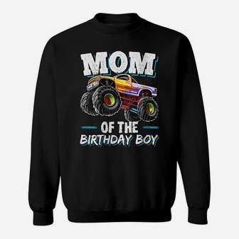 Womens Mom Of The Birthday Boy Monster Truck Birthday Novelty Gift Sweatshirt | Crazezy CA