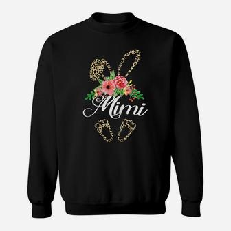 Womens Mother's Day Easter Gifts Flower Mimi Leopard Bunny Sweatshirt | Crazezy UK