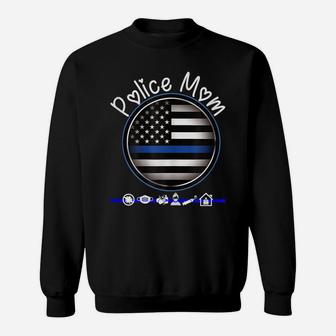 Womens Mothers Day Shirt For Cute Police Mom Flag Graphic Plus Size Sweatshirt | Crazezy DE