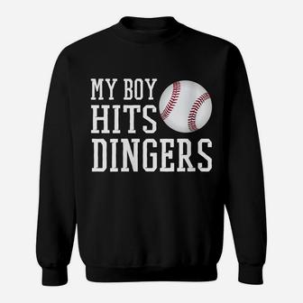 Womens My Boy Hits Dingers Proud Baseball Mom & Dad I Hit Dingers Sweatshirt | Crazezy UK