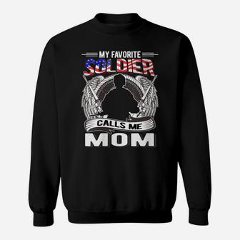 Womens My Favorite Soldier Calls Me Mom Proud Army Mom Mother Gifts Sweatshirt | Crazezy DE