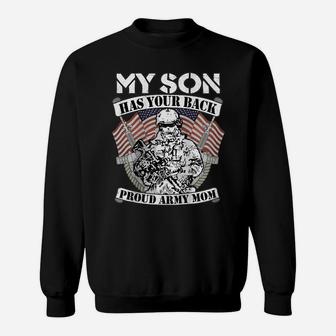Womens My Son Has Your Back Proud Army Mom - Military Mother Gift Raglan Baseball Tee Sweatshirt | Crazezy AU