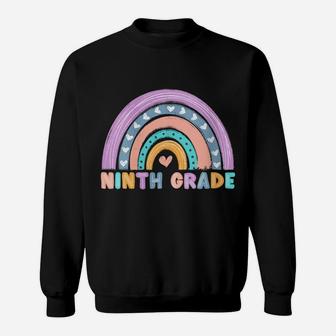Womens Ninth Grade Boho Rainbow Funny Hello 9Th Grade School Team Sweatshirt | Crazezy