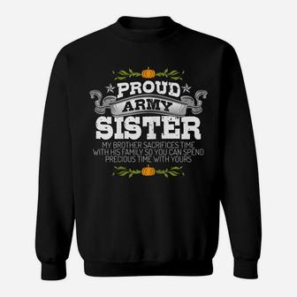 Womens Patriotic Thanksgiving Proud Army Sister Deployed Family Sweatshirt | Crazezy