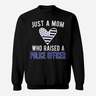 Womens Police Officer Mom | Proud Police Mom Cop Mother Blue Line Sweatshirt | Crazezy DE