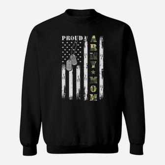 Womens Proud Army Mom American Flag Camo Military Mom Mother's Day Sweatshirt | Crazezy CA