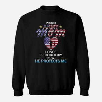 Womens Proud Army Mom Shirt Gift-I Once Protected Him Zip Hoodie Sweatshirt | Crazezy UK
