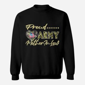Womens Proud Army Mother-In-Law Us Flag Dog Tag Military Mom Family Sweatshirt | Crazezy UK