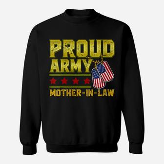 Womens Proud Army Mother In Law Us Flag Military Mom Family Sweatshirt | Crazezy