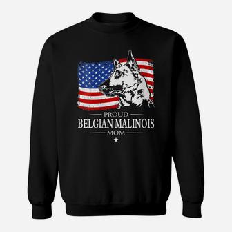 Womens Proud Belgian Malinois Mom American Flag Patriotic Dog Sweatshirt | Crazezy