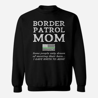 Womens Proud Border Patrol Mom Mother Thin Green Line American Flag Sweatshirt | Crazezy