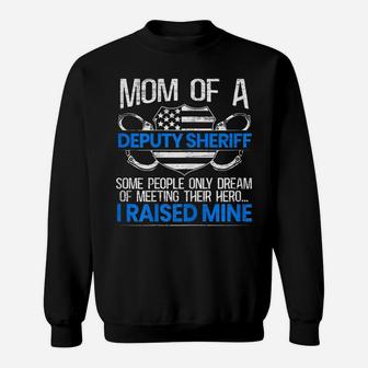 Womens Proud Deputy Sheriff Mom Law Enforcement Thin Blue Line Sweatshirt | Crazezy