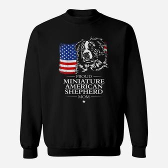 Womens Proud Miniature American Shepherd Mom American Flag Dog Gift Sweatshirt | Crazezy